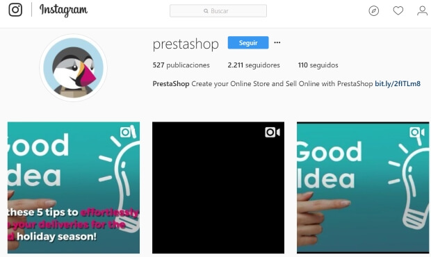 Instagram de PrestaShop