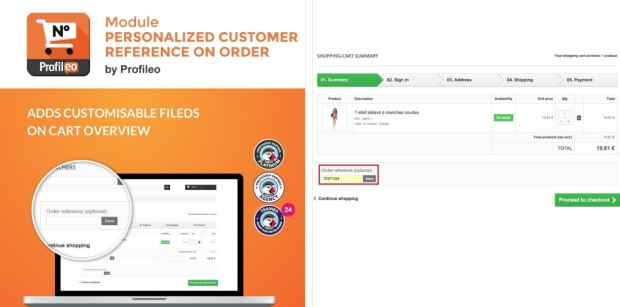 Módulo Personalized customer reference on order