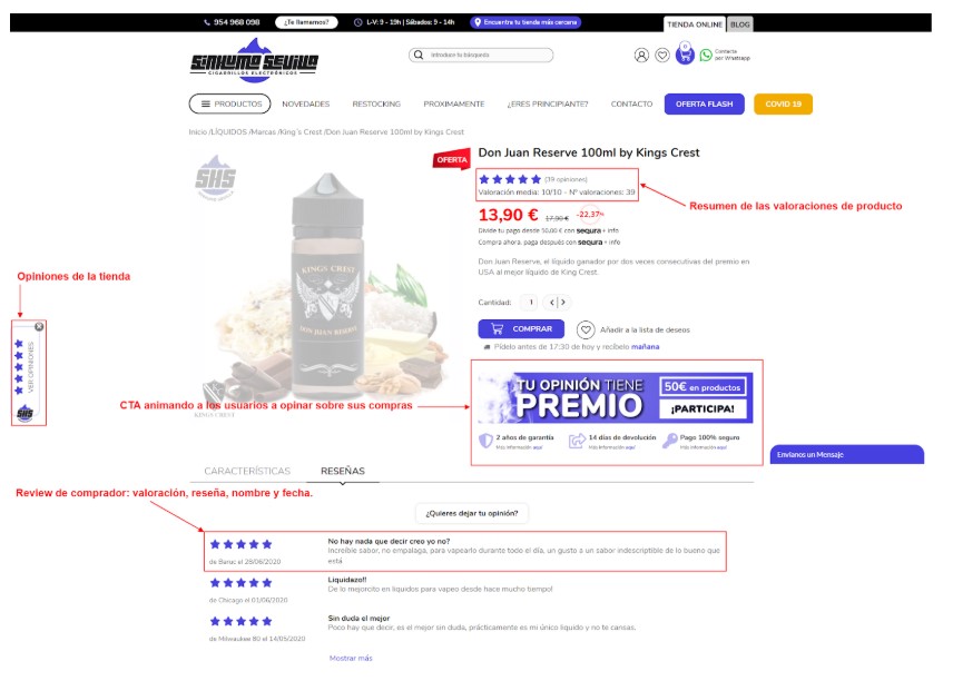 Reviews y social proof: SInHumo y sus páginas de producto